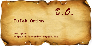 Dufek Orion névjegykártya
